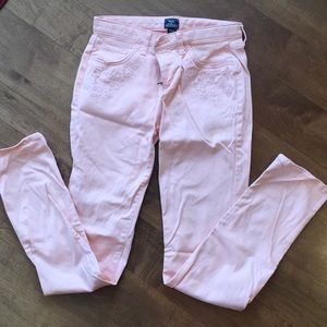 Skinny pink jeans